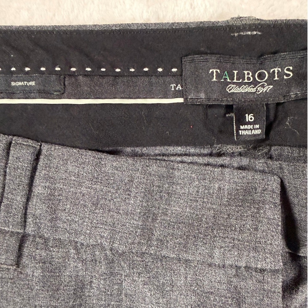 Talbots Signature Pants Women 16 Grey Heathered Straight Wool Blend Professional - Picture 3 of 9